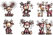 Whimsical New Year Reindeer Clipart, an Illustration by CraftArtStudio (Thumbnail 4 of 6)