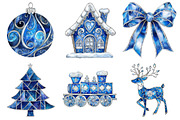Blue Christmas Stained Glass Bundle, a Seasonal Illustration by CitraGraphics (Thumbnail 6 of 8)