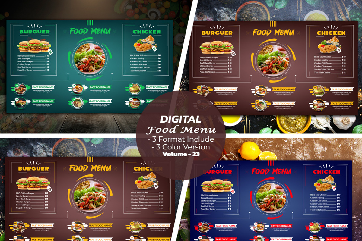 Digital Food Menu Design Template, a Stationery Template by MRI STUDIO