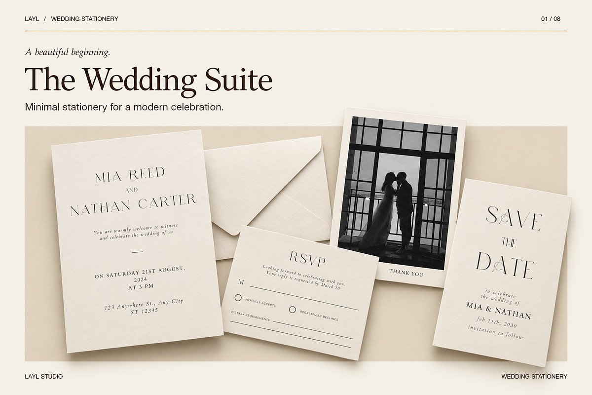 Elegant Wedding Invitation Set,Canva, an Invitation Template by Layl Atelier (Photo 1 of 7)