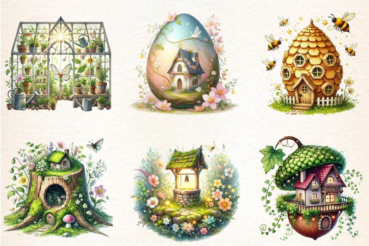 Spring Fairy House Clipart, a Seasonal Illustration by DreamArtGraphic (Photo 2 of 5)
