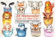 Peeking Cute Animals Pocket Clipart, an Illustration by DreamCafeArt (Thumbnail 1 of 5)