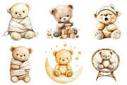 Watercolor Beige Teddy Bear Nursery, an Illustration by Watercolor design (Thumbnail 4 of 5)