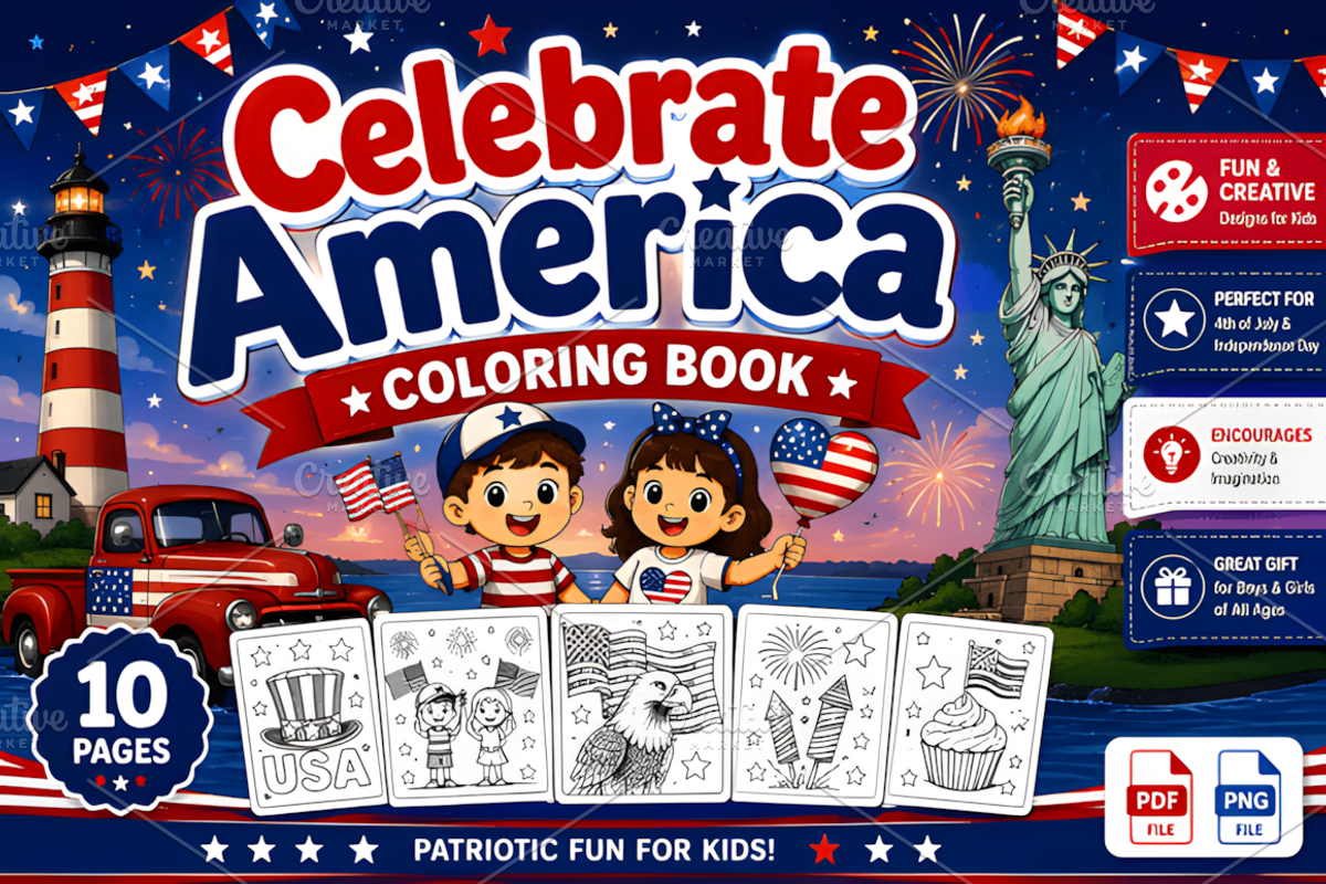Celebrate America Coloring Book, a Seasonal Illustration by Design Station (Photo 3 of 3)