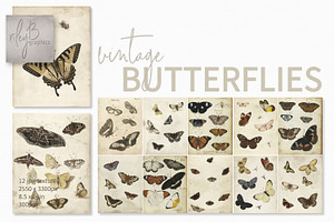 Vintage Butterflies Textures