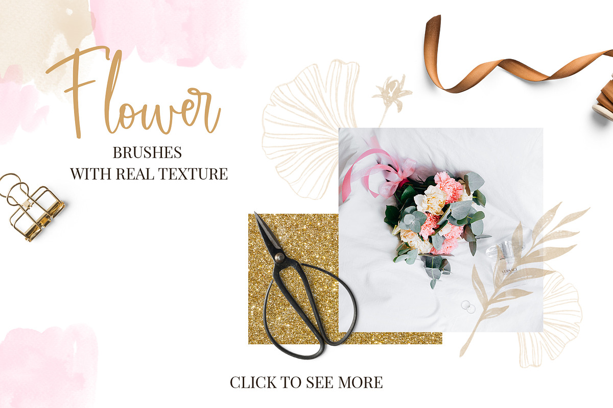 Blooming watercolor brushes set preview 2
