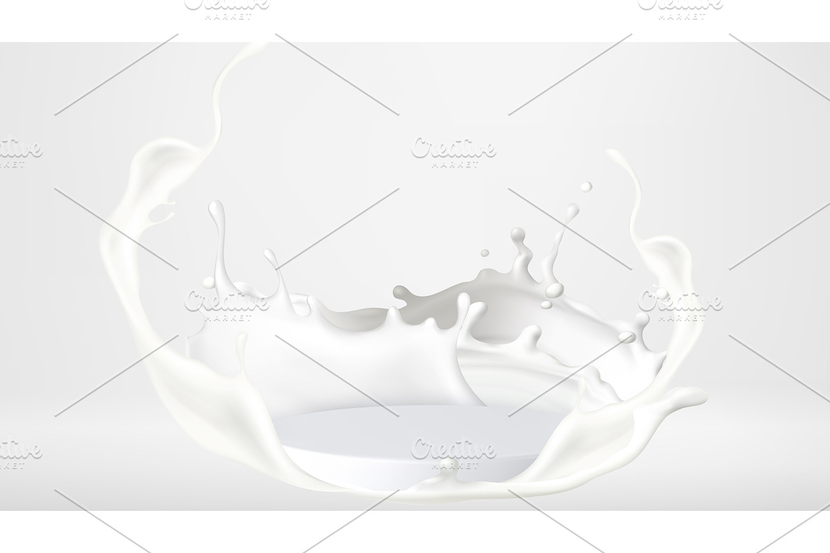 White milk splash podium display, a Food Illustration by art PVP - market