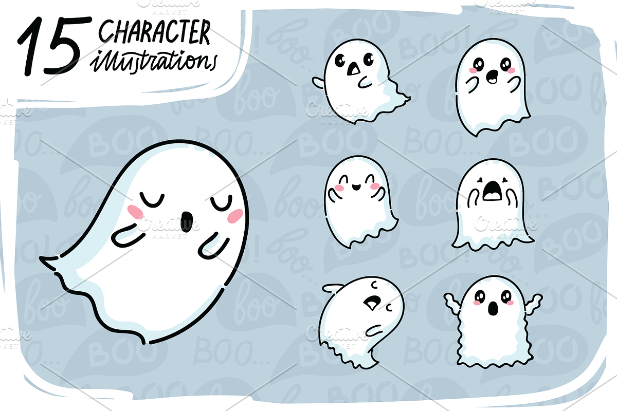Ghost character + patterns, a Decorative Illustration by Svetlana Tokarenko