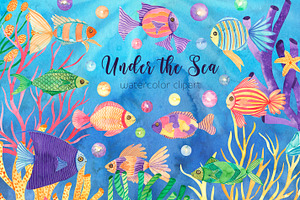 Fish watercolor clipart Ocean png