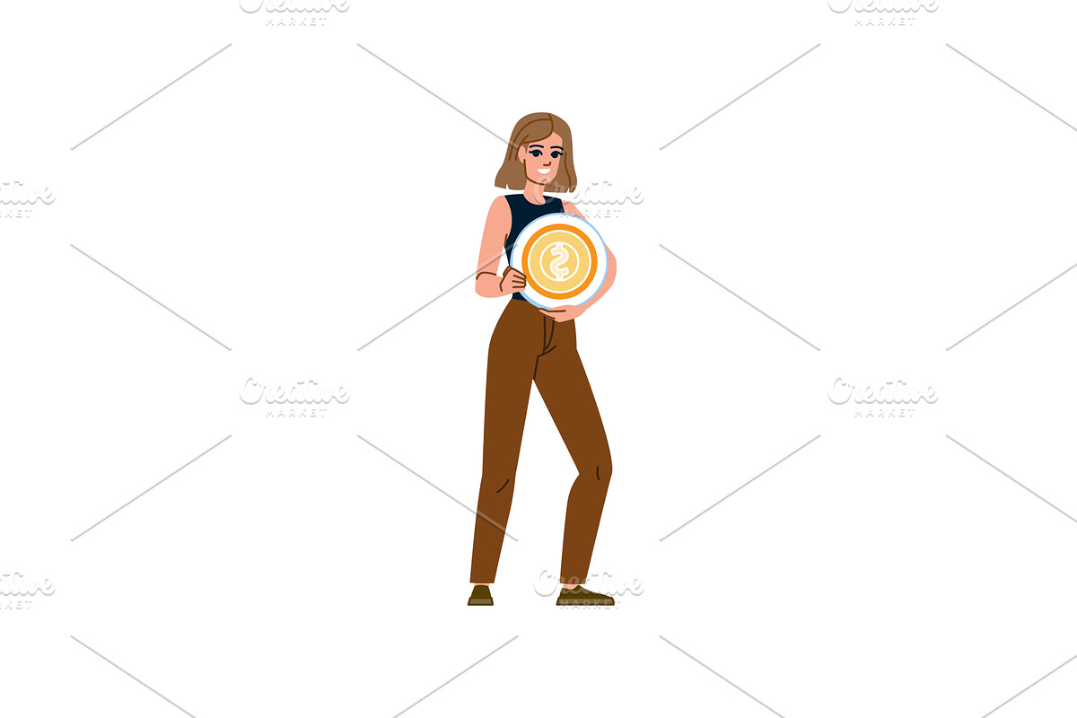 Smiling businesswoman holding huge, a Finance Illustration by pikepicture