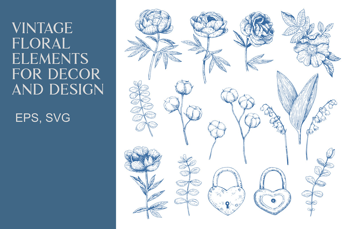 Vintage floral elements for design, a Decorative Illustration by Robusta (Photo 1 of 2)