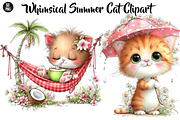 Whimsical Summer Cat Clipart, a Seasonal Illustration by CreationArt (Thumbnail 1 of 5)