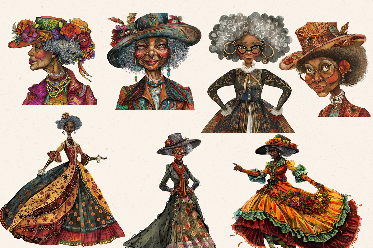 SASSY VICTORIAN OLD LADY CLIPART, a Person Illustration by Daring Digies (Photo 2 of 7)
