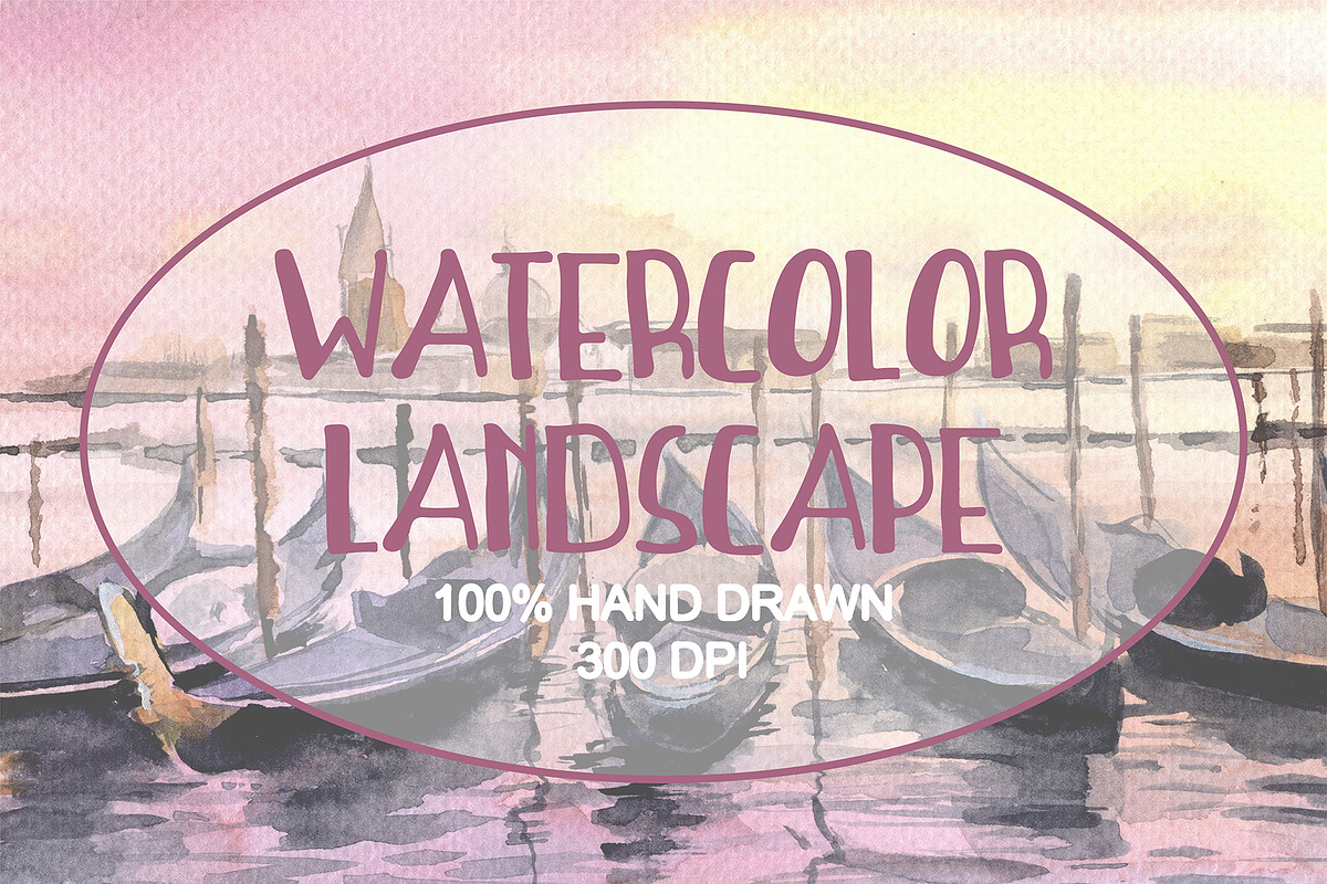 Watercolor Venice Sunset Landscape, an Illustration by Simple Design (Photo 1 of 3)