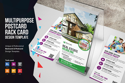 Postcard & Rack card DL Flyer v1, a Card Template by Miyaji75