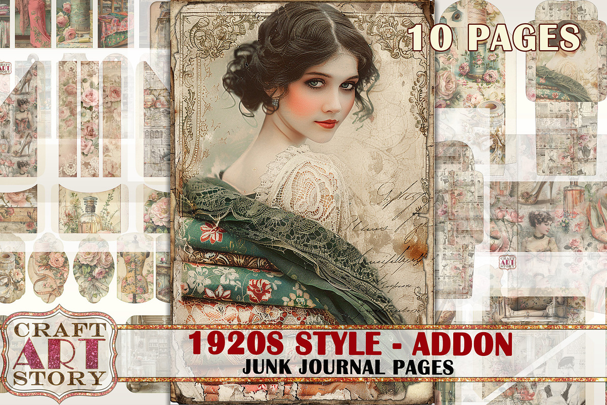 Fashion Junk Journal Kit 1920s style, a Person Illustration by CraftArtStory (Photo 5 of 5)