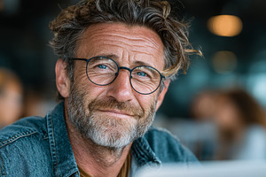 Casual portrait of a middle-aged man with glasses in natural surroundings, a Person Photo by AS photostudio