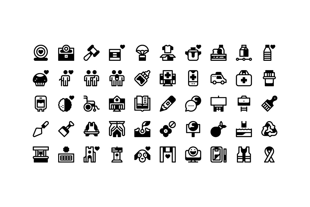 50 Volunteering Icons, an Outline Icon by Side Project (Photo 3 of 8)