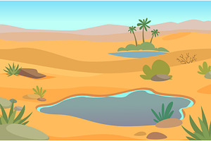 Oasis. outdoor wild desert landscape, an Illustration by Onyx