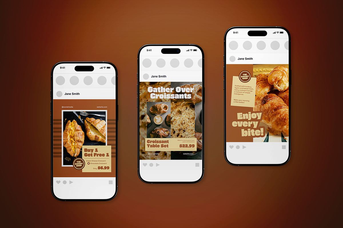 Bakery Shop Social Media Post Pack, a Flyer Template by The Good Store (Photo 4 of 4)