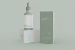 Dropper Bottle and Package Mockup, an Advertising Mockup by skybluecreative