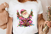 Retro Pink Santa Lights Clipart PNG, a Seasonal Illustration by CrexoraLab (Thumbnail 4 of 4)