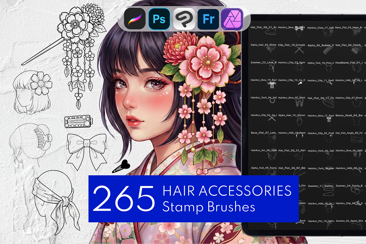265+ Hair Accessories Stamps, a Brush Add-On by Selentaori Studio (Photo 1 of 12)