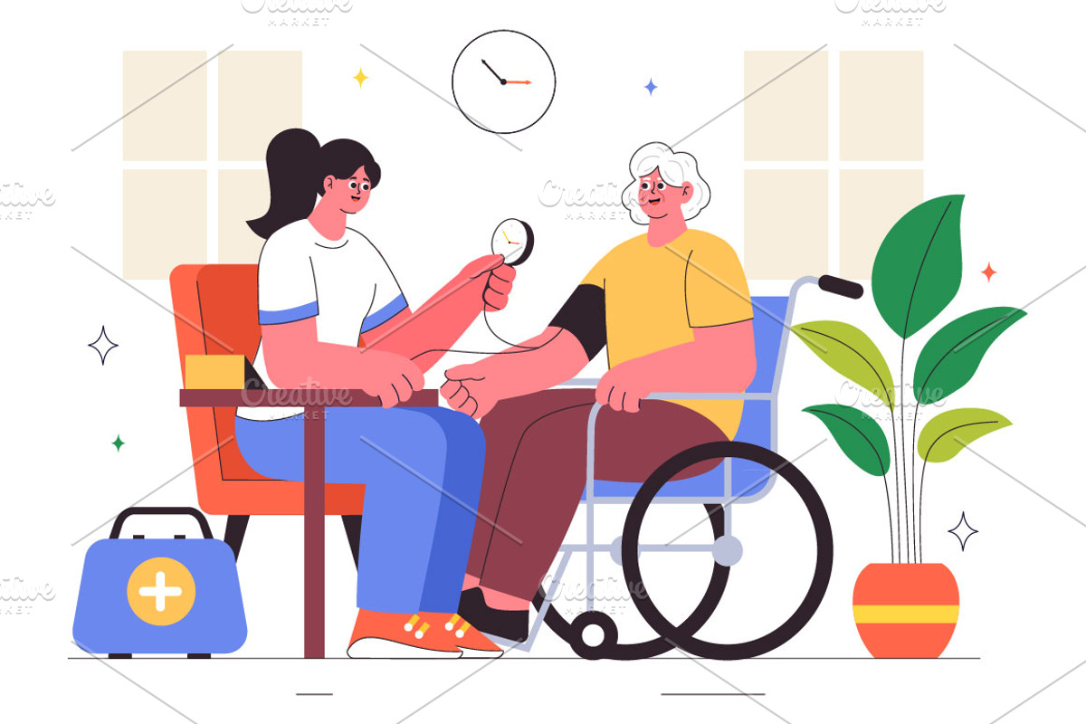 10 Elderly Care Service Illustration, a Person Illustration by denayunebgt (Photo 4 of 4)