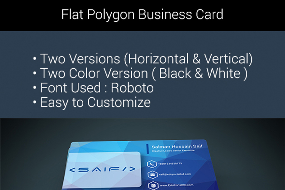 Flat Polygon Business Card, a Business Card Template by Saif71 - Shop (Photo 5 of 5)