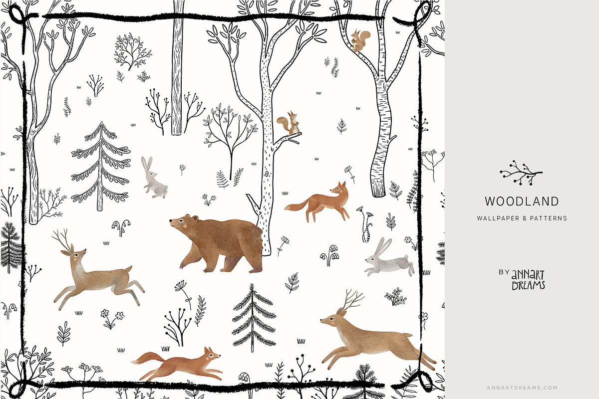 WOODLAND. Wall mural & Patterns, a Wallpaper Graphic by annartdreams (Photo 1 of 11)