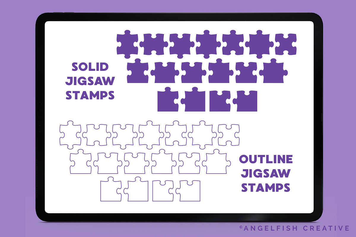 Jigsaw Puzzle Procreate Brush Set, a Brush Add-On by AngelfishCreative (Photo 2 of 7)