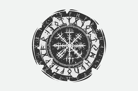 Viking Vegvisir rune dark circle, an Object Graphic by LongQuattroArt