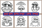 Creepy Kawaii Mushrooms Coloring Pag, an Illustration by LightExpress (Thumbnail 5 of 5)