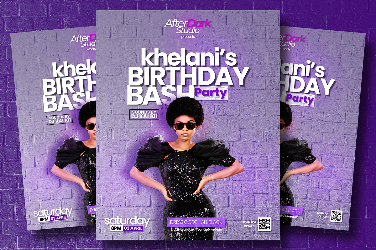 VIP DJ Birthday Bash Flyer Template, a Social Media Template by AfterDark Studio (Photo 1 of 3)