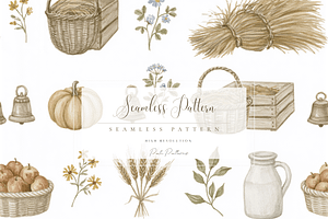Rustic Farm Market Seamless Pattern