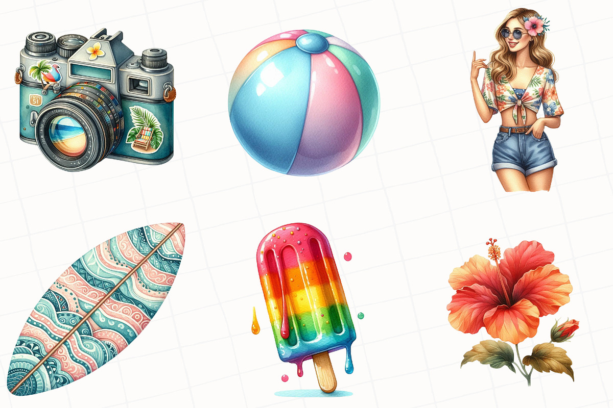 Beach Summer Paradise Clipart, an Illustration by OK Design (Photo 2 of 5)