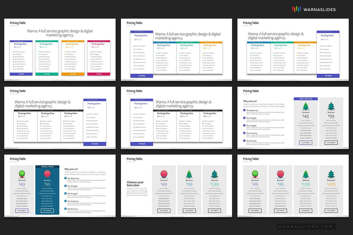 Pricing Table PowerPoint Templates, a Presentation Template by Warna Works (Photo 8 of 10)