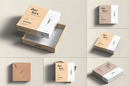 Flat Square Box Mock-up, a Packaging Mockup by zippypixelstudio