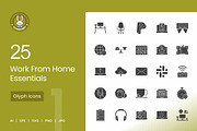 25 Work From Home Essentials Glyph, an Icon by IconBunny (Thumbnail 1 of 2)