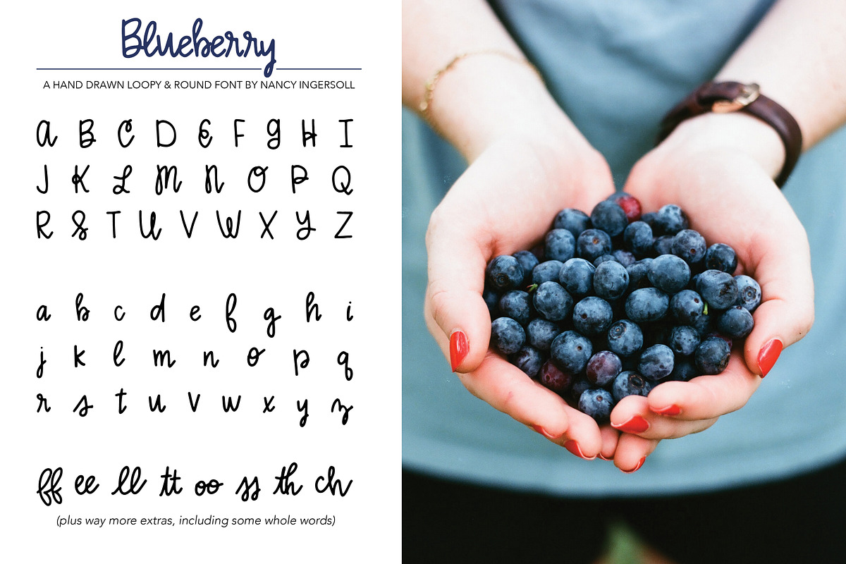 Blueberry Muffin hand drawn font duo, a Sans Serif Font by Nancy Ingersoll (Photo 3 of 6)