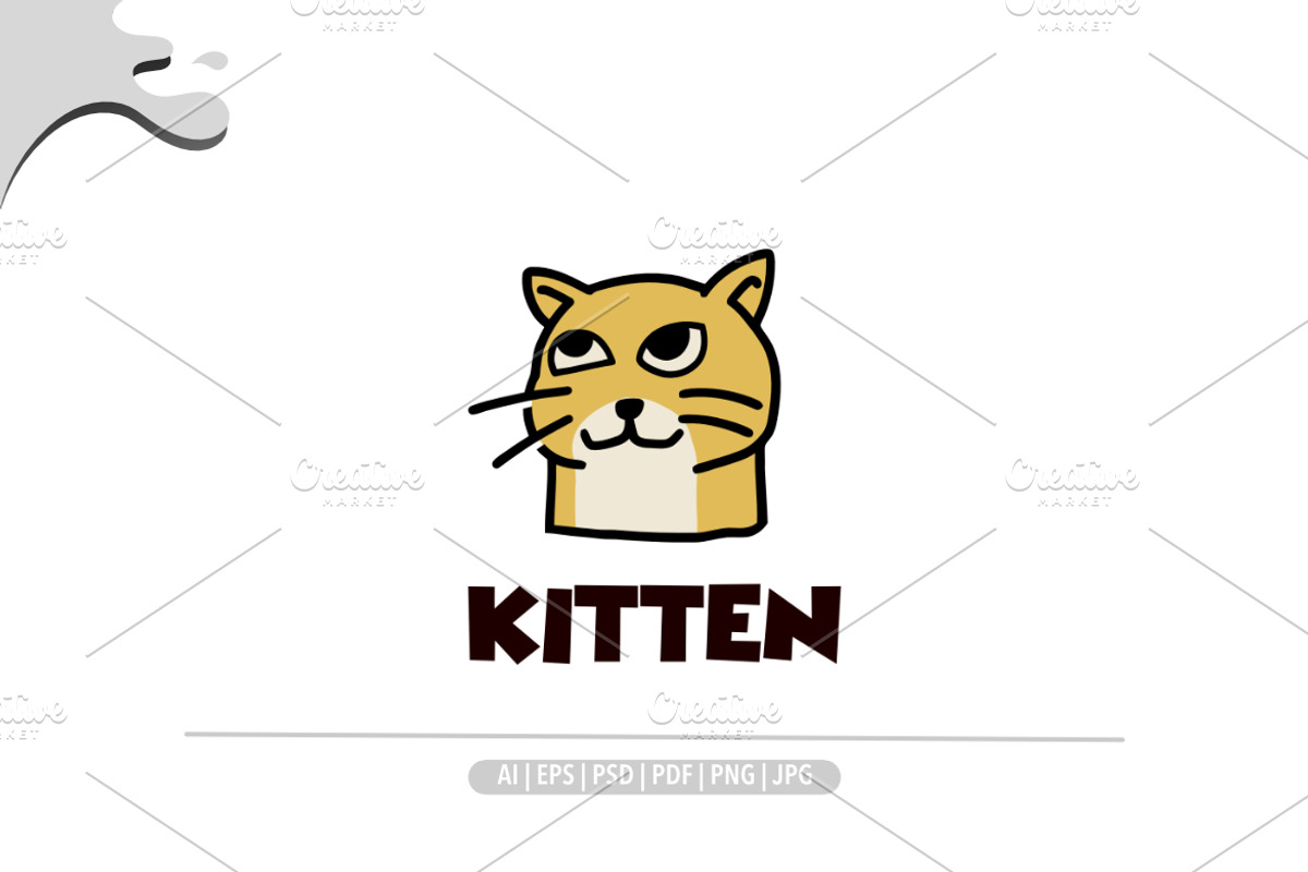 Cute kitten retro logo, a Design Template by Bayuktx