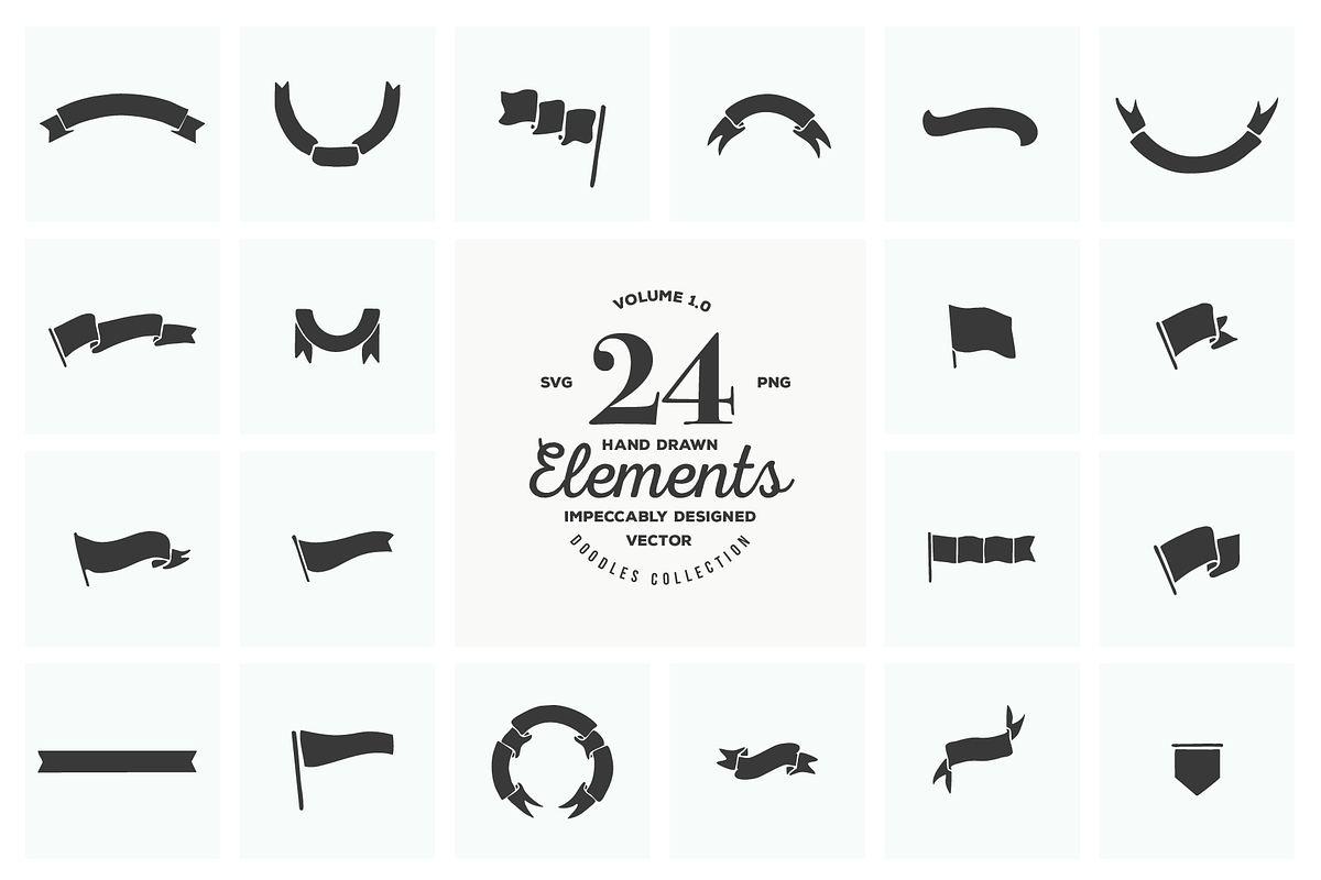 24 Hand Drawn Logo Elements SVG PNG, a Branding & Logo Template by pawellpi (Photo 1 of 3)