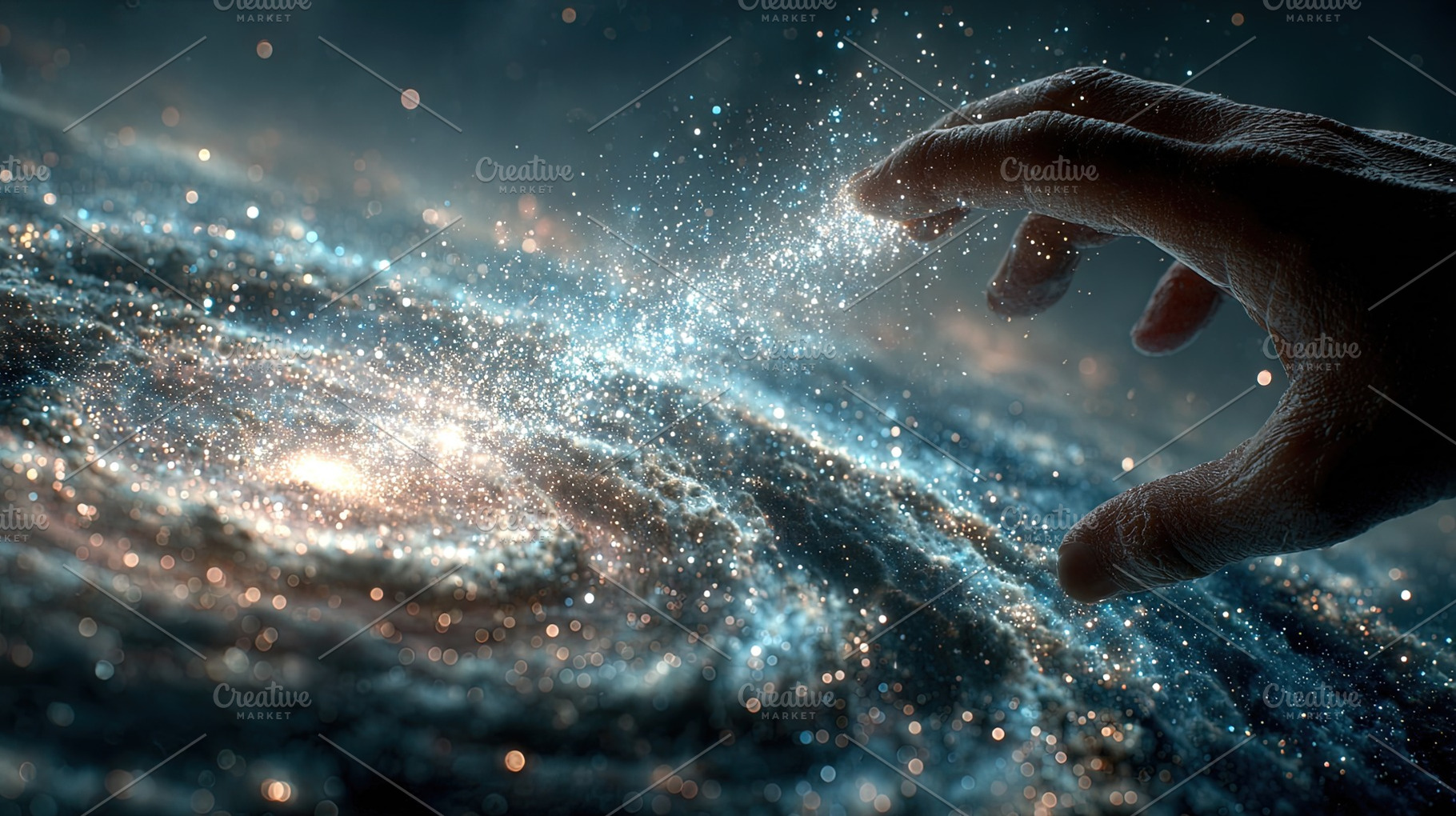 Hand Touching Spiral Galaxy, an Abstract Photo by Ales Munt