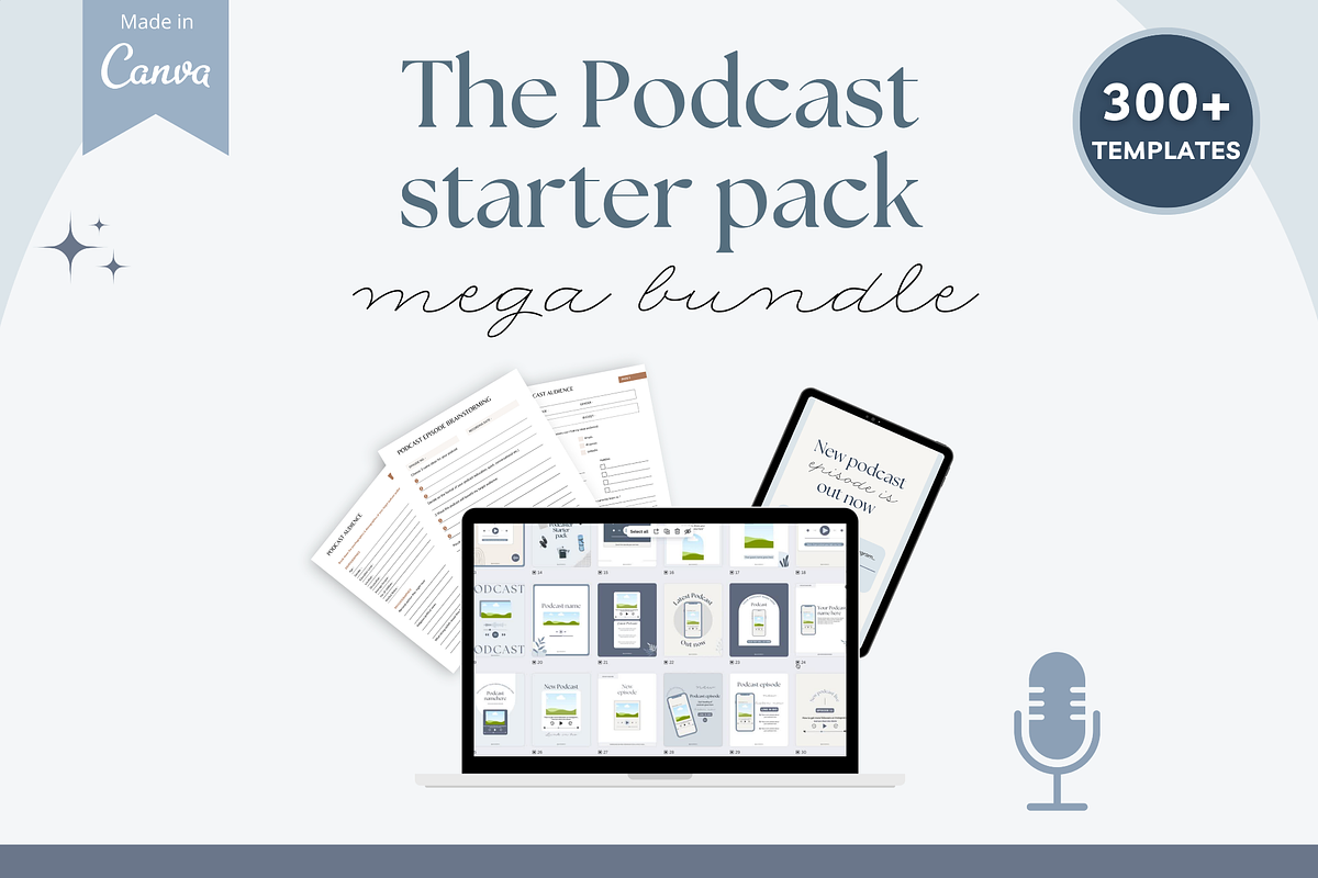 Podcast mega bundle Canva template, a Social Media Template by Cate Creates (Photo 10 of 10)