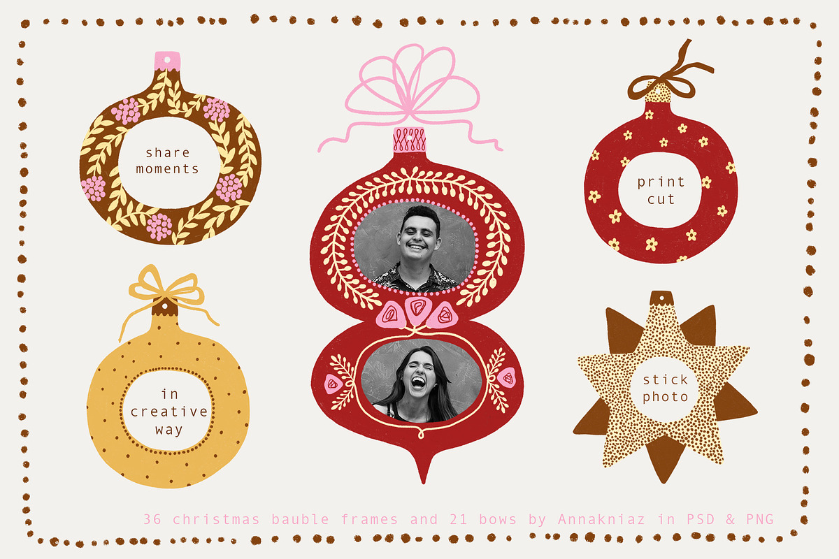 Christmas bauble frames, a Seasonal Illustration by Annakniaz (Photo 2 of 14)