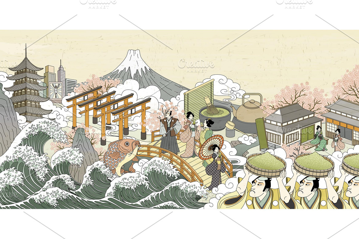 Retro Japan street scenery, a Background Graphic by TotallypicRF