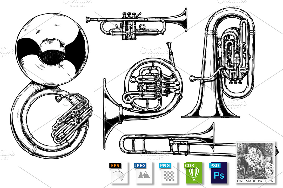Brass musical instrument, an Object Illustration by CatMadePattern