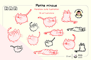 Cat Illustrations Hand-Drawn Kawaii