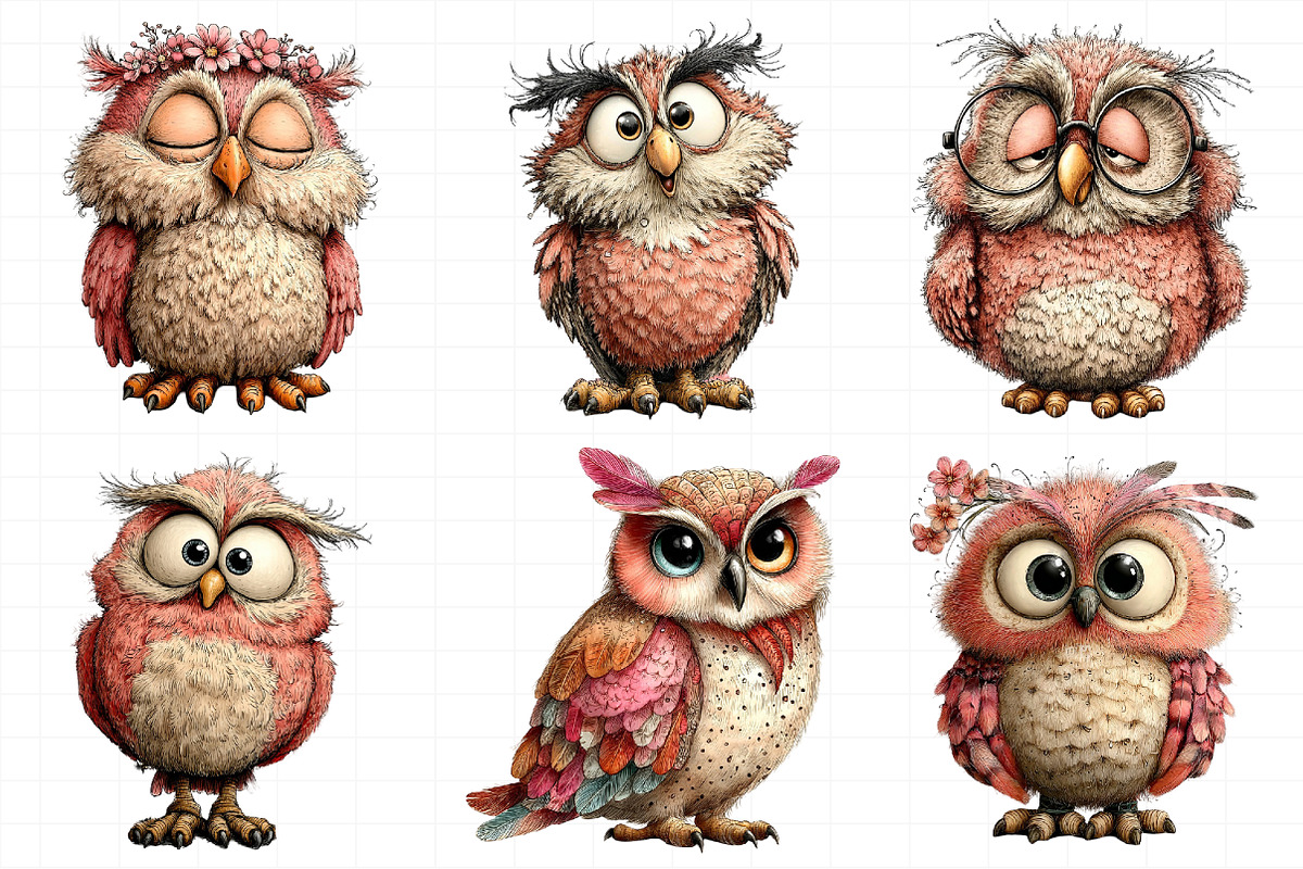 Funny Spring Owl Clipart, an Illustration by Daily.Designs (Photo 3 of 8)