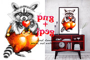 Raccoon with heart, an Animal Illustration by Allween (Thumbnail 4 of 4)